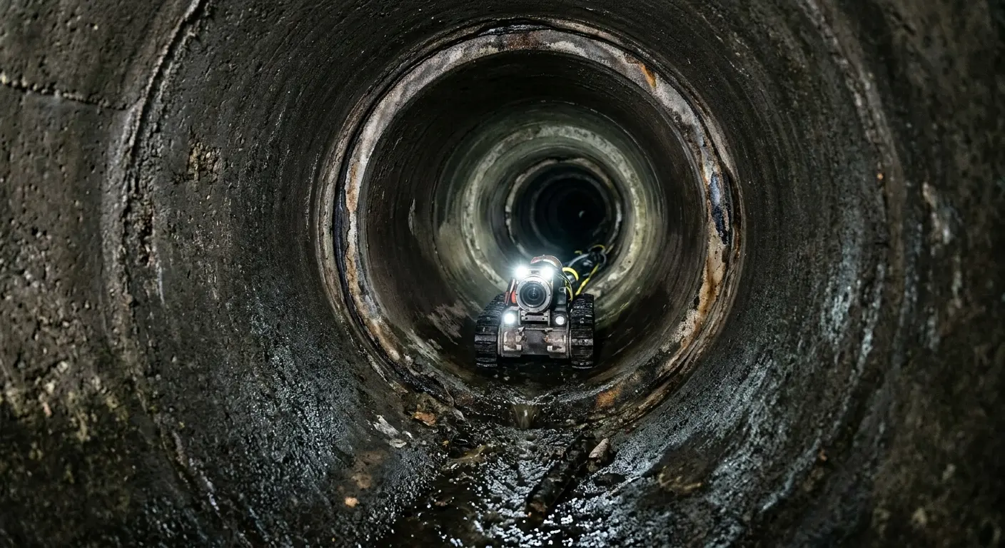 Robotic sewer camera inspecting pipe interior for Sewer Line Cleaning in Frankfort